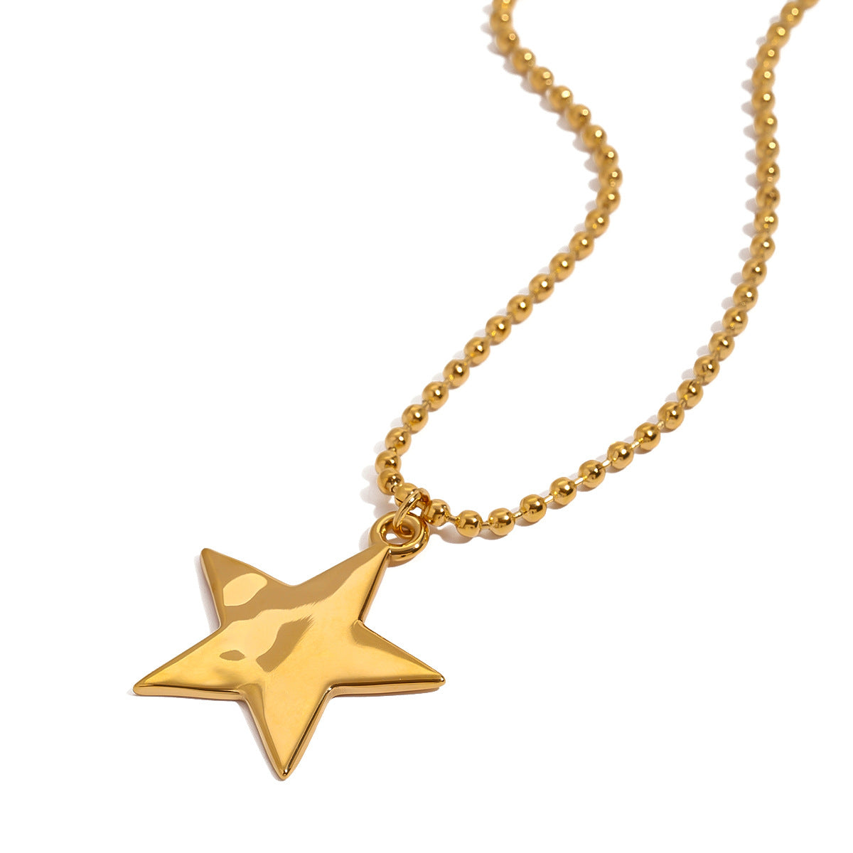 Polished Star Pendant Stainless Steel Necklace