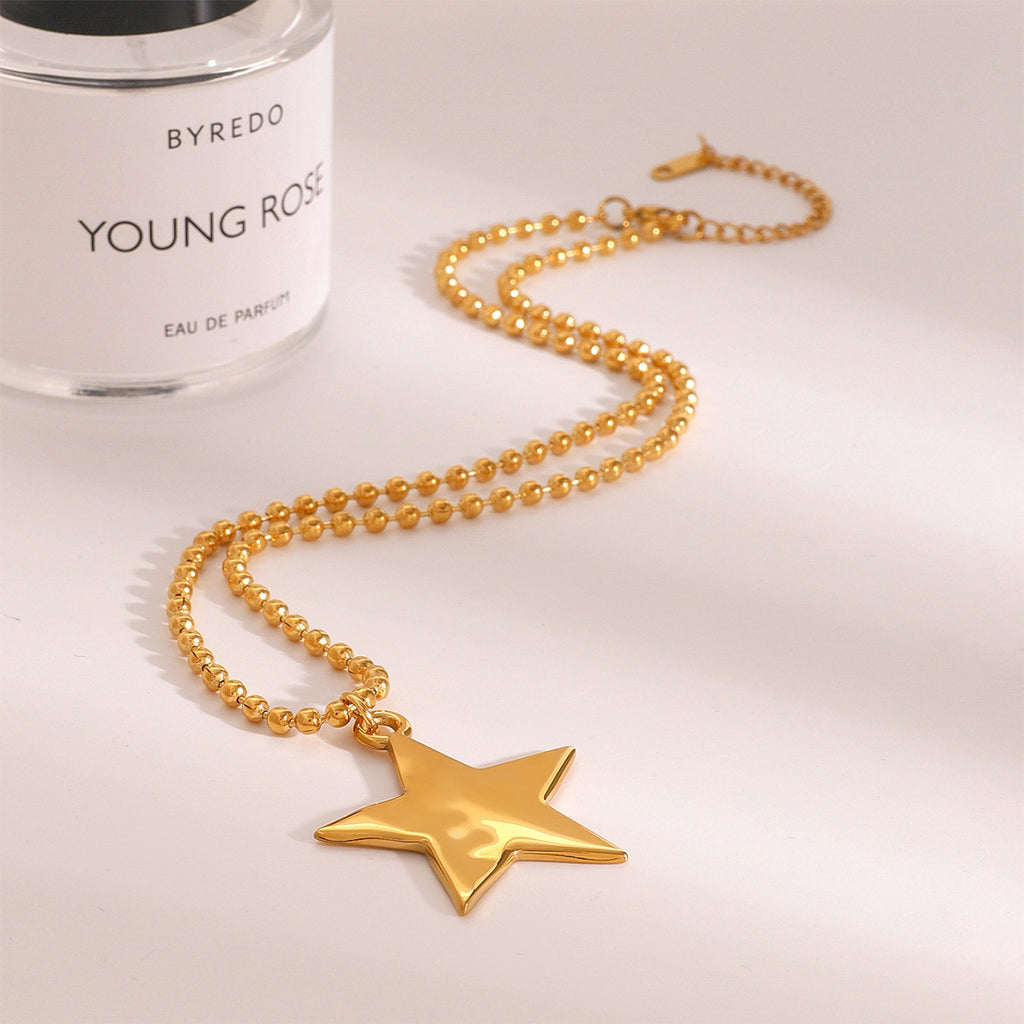 Polished Star Pendant Stainless Steel Necklace