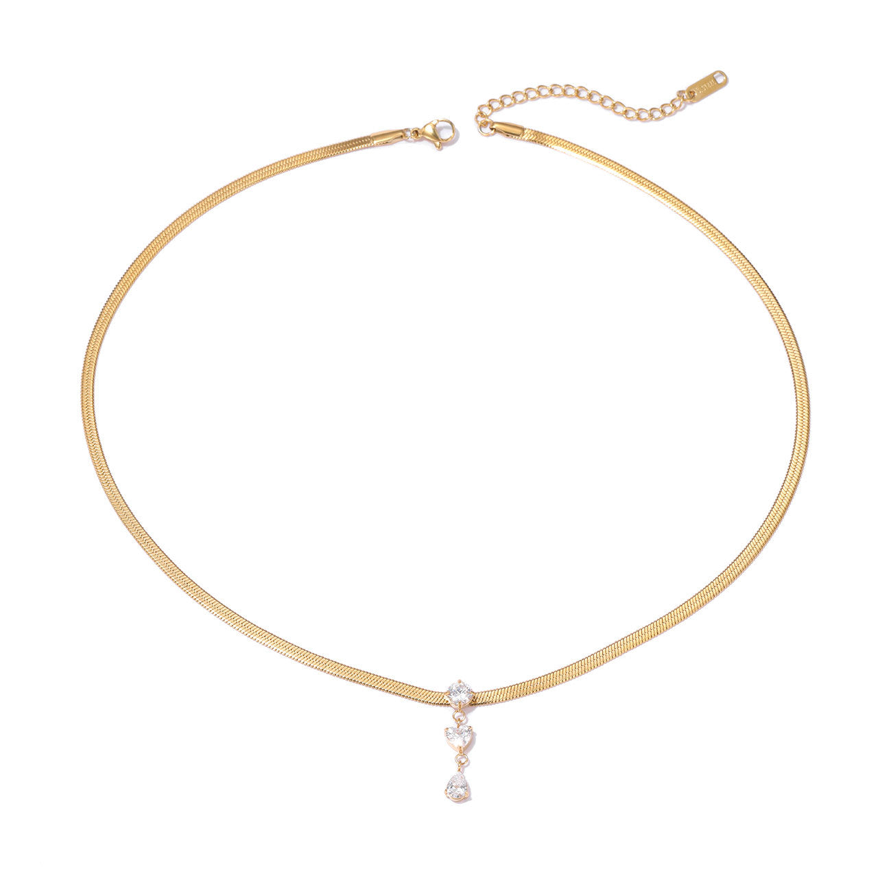 Triple CZ Snake Chain Stainless Steel Necklace