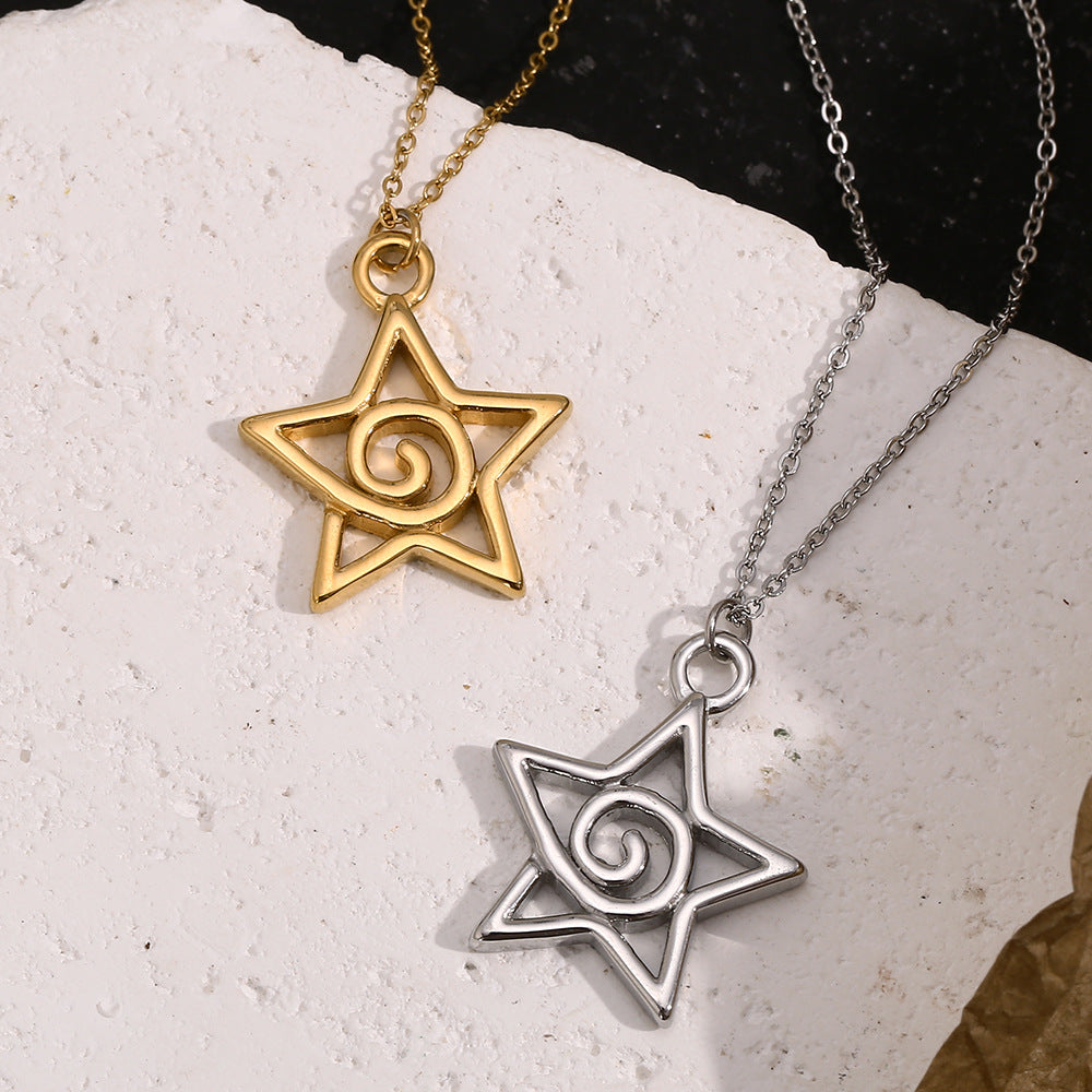 Circle Star Pendant Stainless Steel Necklace