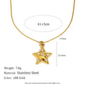 Star with Inlaid Rhinestones Pendant Stainless Steel Necklace