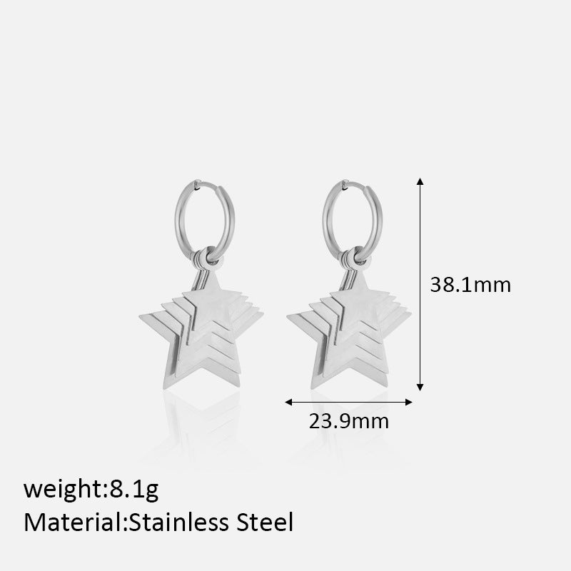 Layered Star Hoop Earring Stainless Steel
