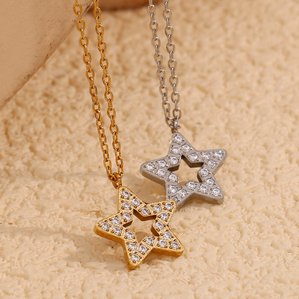 Sparkle CZ Star Stainless Steel Necklace