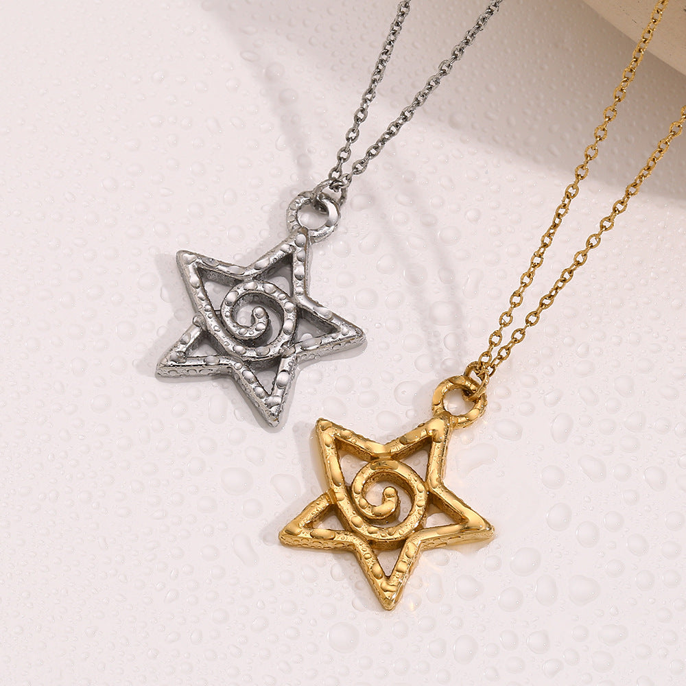 Circle Star Pendant Stainless Steel Necklace