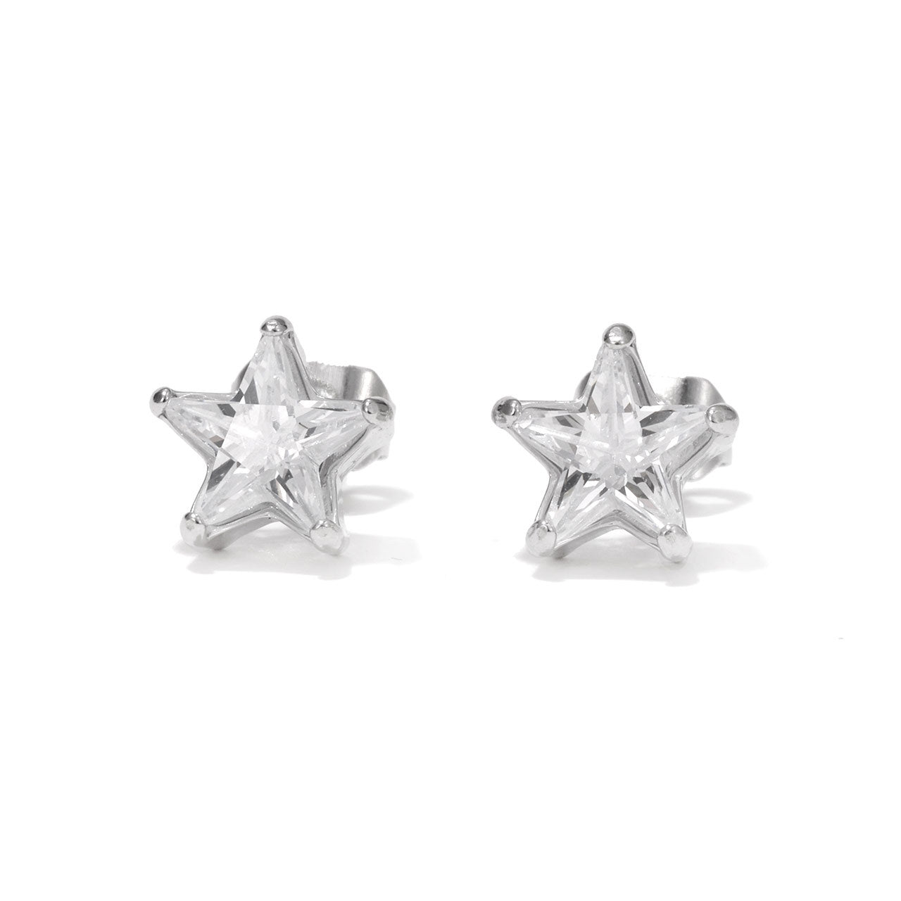 Star CZ Stainless Steel Stud Butterfly Earrings Back Earring