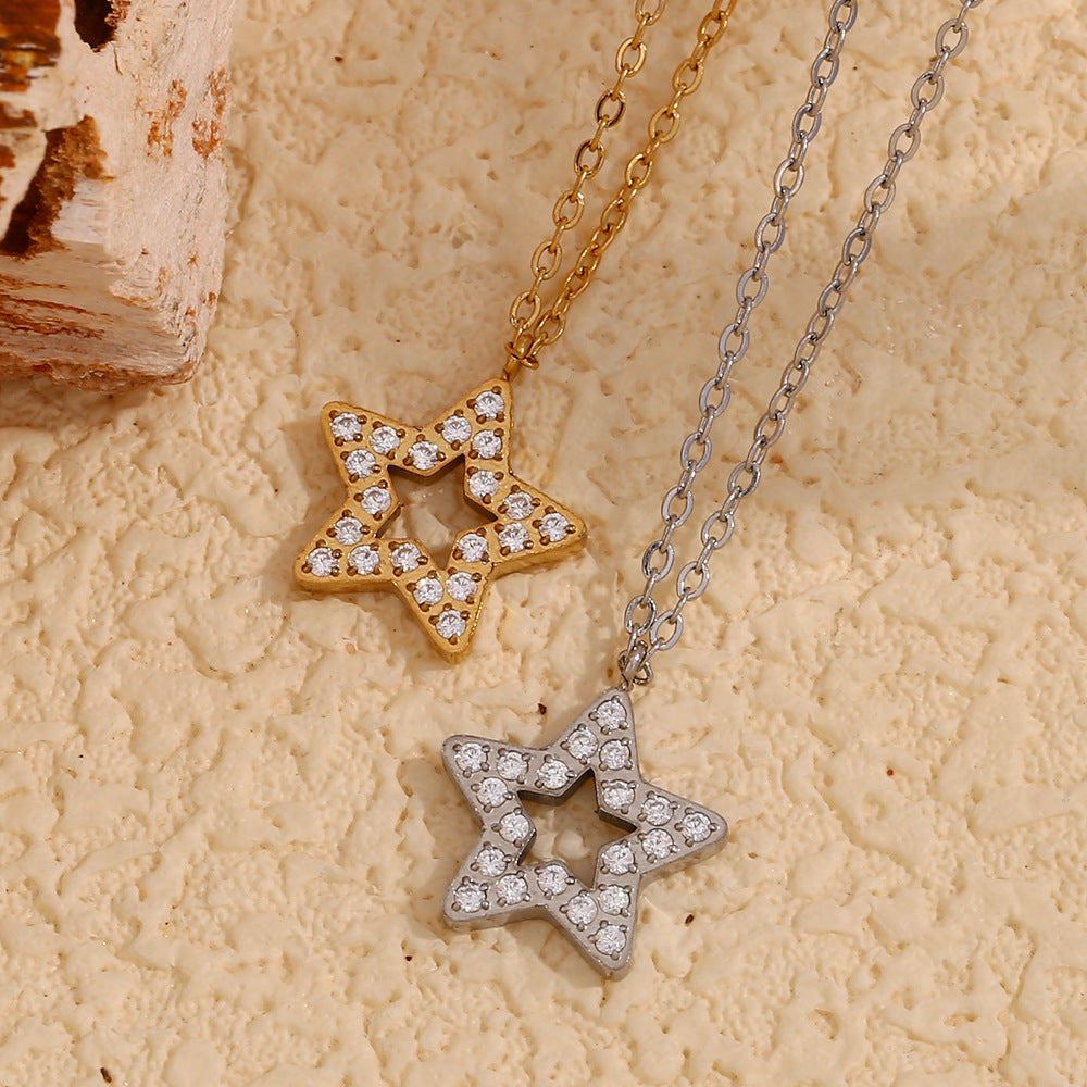 Sparkle CZ Star Stainless Steel Necklace