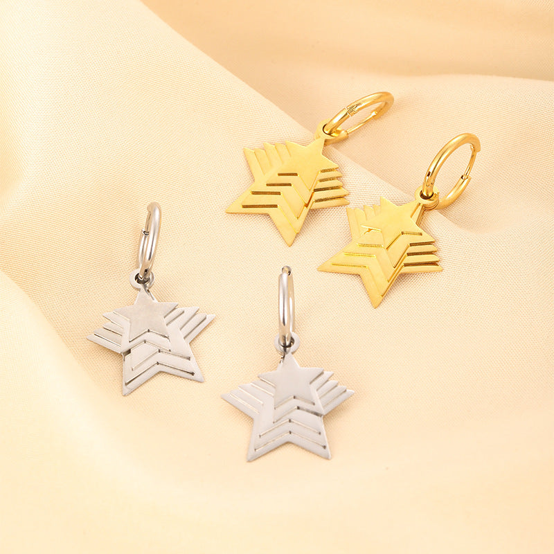 Layered Star Hoop Earring Stainless Steel