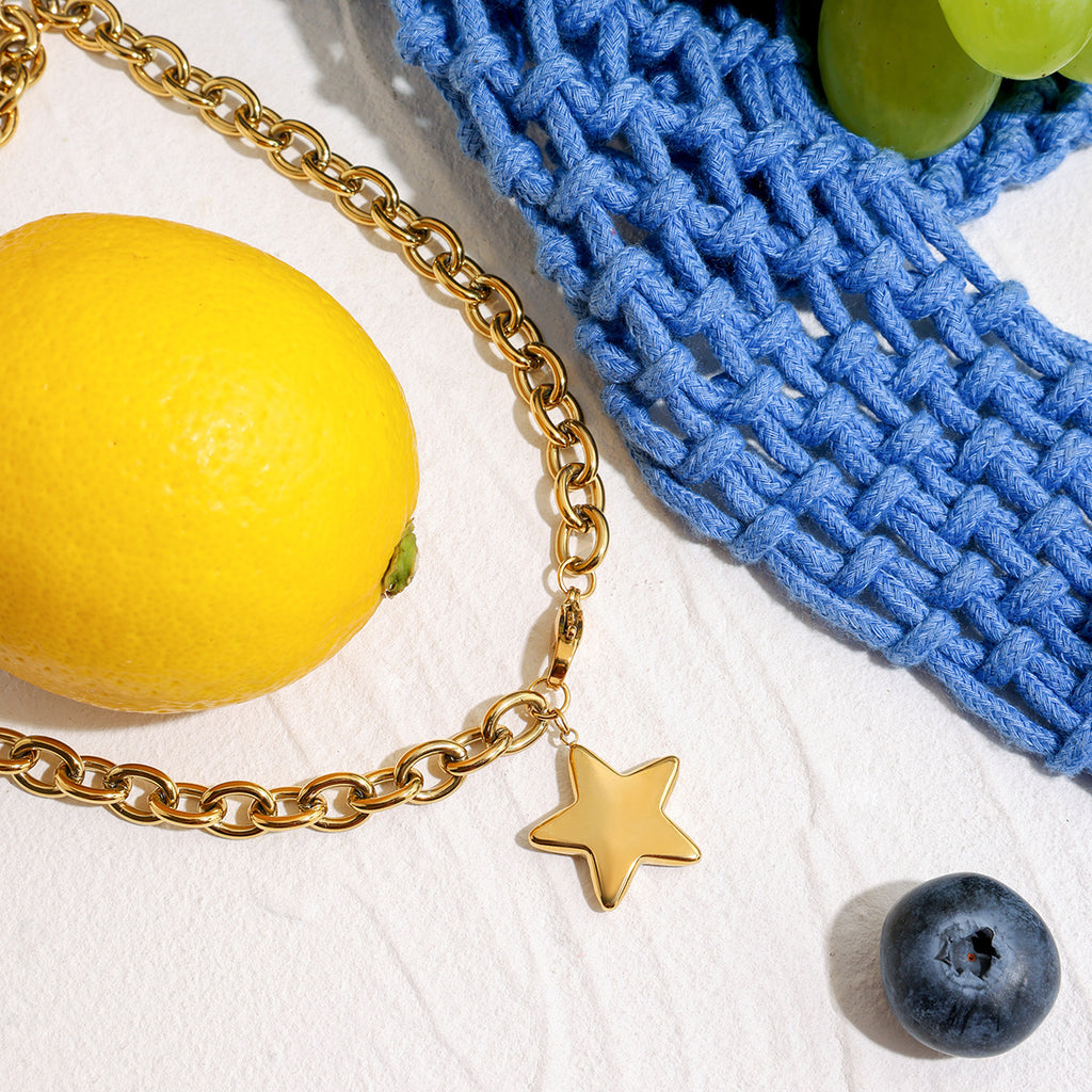 Polished Star Stainless Steel Necklace