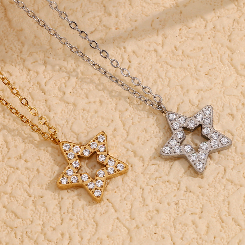 Sparkle CZ Star Stainless Steel Necklace