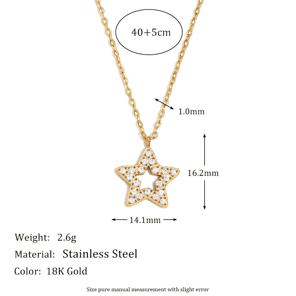 Sparkle CZ Star Stainless Steel Necklace