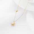 Rhinestone Double Star Pendant Stainless Steel Necklace