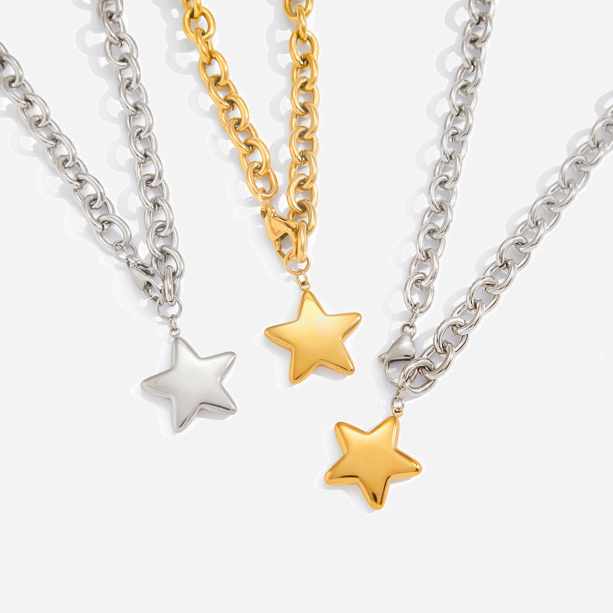 Polished Star Stainless Steel Necklace