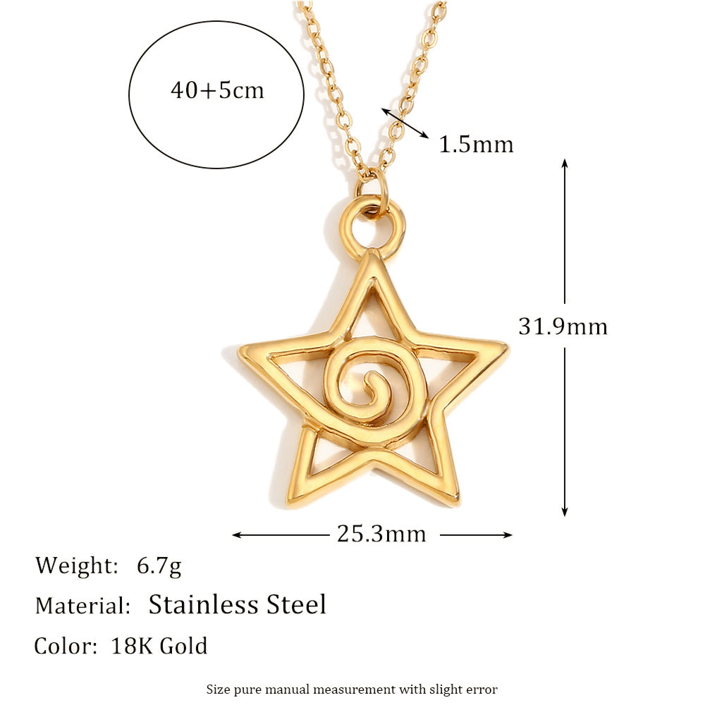 Circle Star Pendant Stainless Steel Necklace