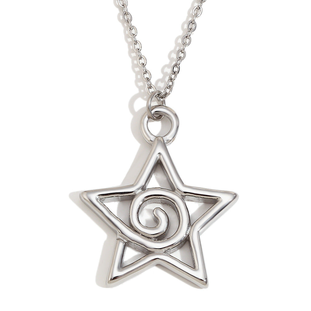 Circle Star Pendant Stainless Steel Necklace