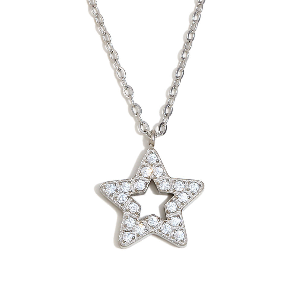 Sparkle CZ Star Stainless Steel Necklace