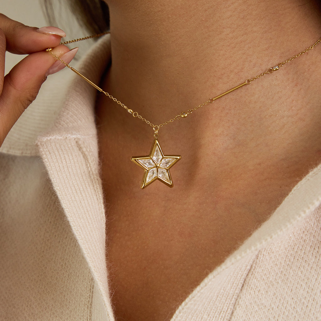 Star CZ Stainless Steel with Dainty Necklace
