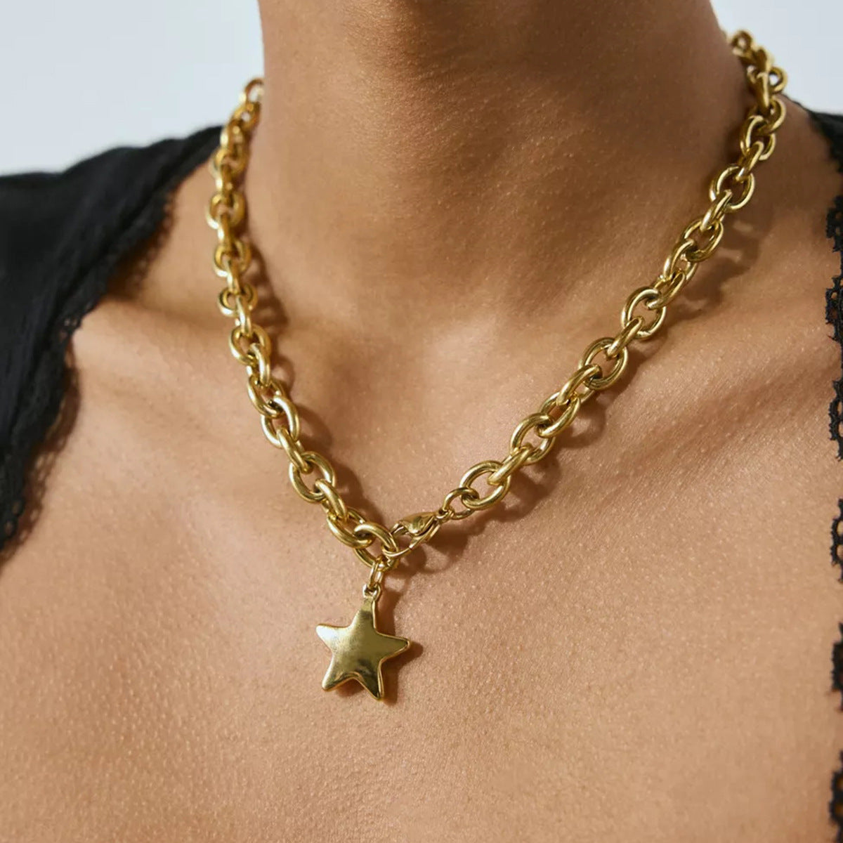Polished Star Stainless Steel Necklace