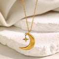 Moon & Dangle Star Stainless Steel Necklace