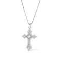 White Rhinestone Pavé-set Cross Pendant Stainless Steel Necklace