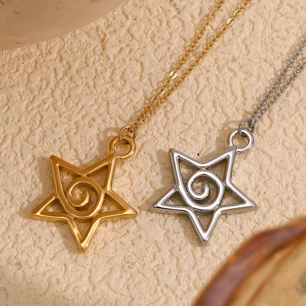 Circle Star Pendant Stainless Steel Necklace