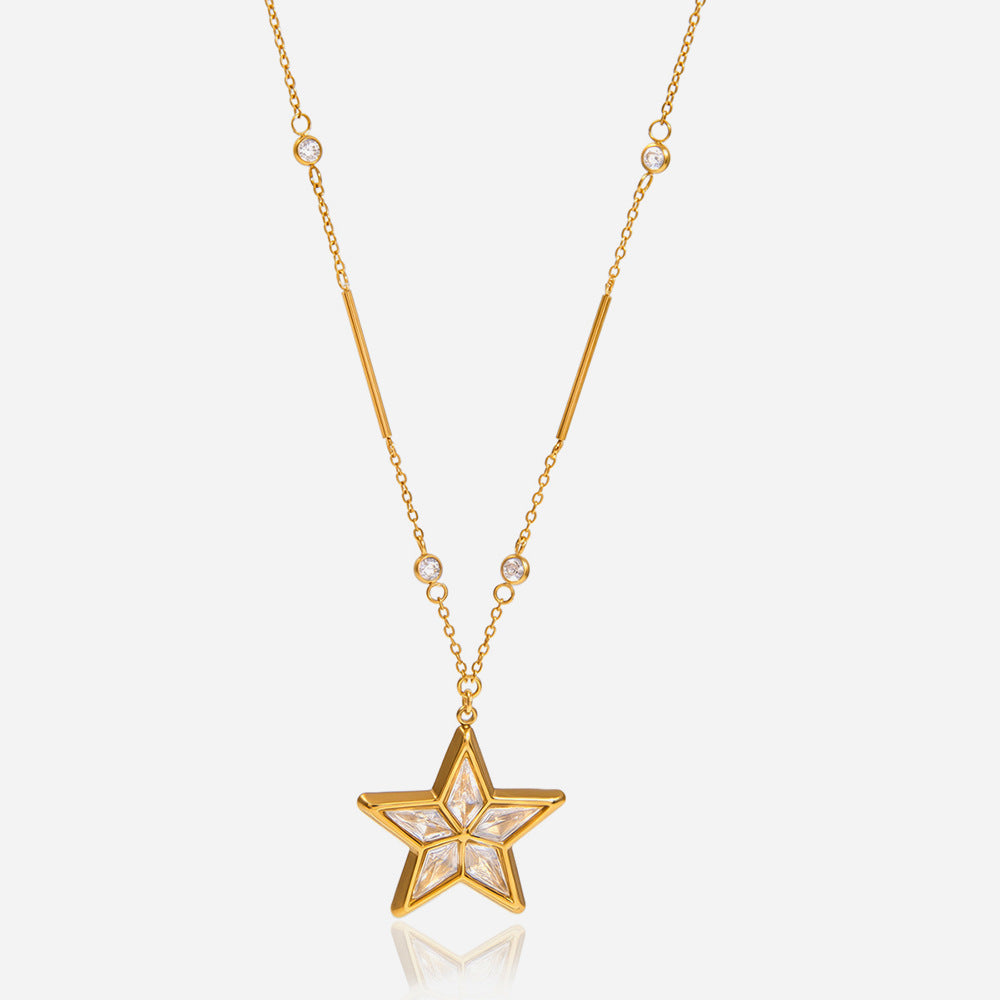 Star CZ Stainless Steel with Dainty Necklace